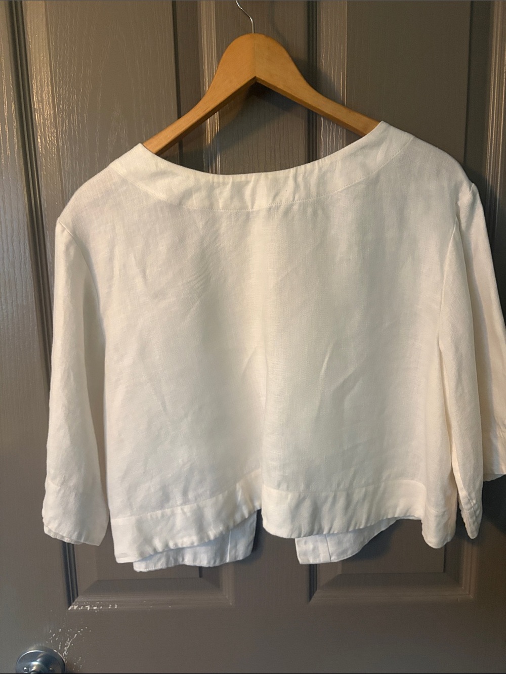 Women's White Linen Relaxed Boxy Top
